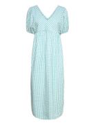 Vichy V-Neck Dress Knelang Kjole Blue Bobo Choses