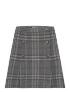 Plaid Pleated Wool-Blend Tweed Miniskirt Kort Skjørt Grey Lauren Ralph...