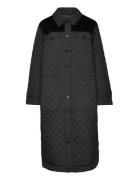 Long Quilted Coat Vattert Jakke Black Esprit Collection