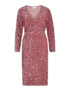Viylla L/S Wrap Mid Calf Sequin Dress/Ka Knelang Kjole Pink Vila