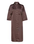 Objsutanna 3/4 Long Dress 123 Knelang Kjole Brown Object