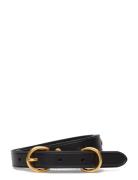 Slim Studded Calfskin Double D-Ring Belt Belte Black Polo Ralph Lauren