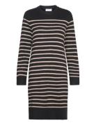 Dress Tina Knitted Stripe Knelang Kjole Black Lindex