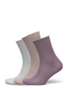 Sock 3 P Merino Pointelle Scal Lingerie Socks Regular Socks Pink Linde...
