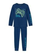 Nkmnightset Navy Peony Gaming Noos Pyjamas Sett Blue Name It