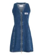 Zip Through Sleeveless Dress Kort Kjole Blue Calvin Klein Jeans