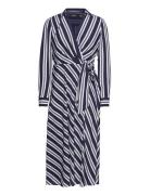 Striped Tie-Front Crepe Midi Dress Knelang Kjole Multi/patterned Laure...