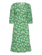 Onlolivia 3/4 Wrap Midi Dress Wvn Knelang Kjole Green ONLY