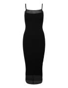 Sheer & Matt Slip Dress Knelang Kjole Black Calvin Klein