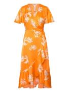 Objissy Papaya S/S Midi Wrap Dress 127 Knelang Kjole Orange Object