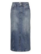 Claire Hgh Midi Skirt Ah7134 Knelangt Skjørt Blue Tommy Jeans