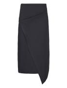 Stretch Jersey Midi Skirt Knelangt Skjørt Black Calvin Klein