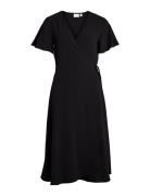 Vilovie S/S Wrap Midi Dress - Noos Knelang Kjole Black Vila