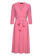 Mid Weight Mj-Dress Knelang Kjole Pink Lauren Ralph Lauren