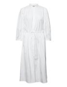 Cotton Broadcloth Dress Knelang Kjole White Polo Ralph Lauren
