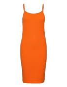 Slub Rib Strappy Dress Knelang Kjole Orange Calvin Klein Jeans