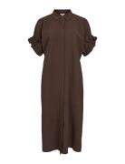 Objcif Tiana Ss Midi Dress E Ss Fair 23 Knelang Kjole Brown Object