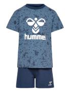 Hmlnole Night Suit S/S Pyjamas Sett Blue Hummel