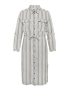 Carcaro Ls Linen Shirt Dress Wvn Knelang Kjole Grey ONLY Carmakoma