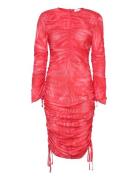 Ls Dress W. Ruffles Knelang Kjole Red Cannari Concept