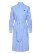 Belted Cotton Oxford Shirtdress Knelang Kjole Blue Polo Ralph Lauren