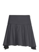 Wool Mini-Skirt With Asymmetrical Hem Kort Skjørt Grey Mango