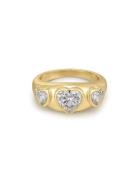 The Bezel Heart Signet Ring- Gold- 6 Ring Smykker Gold LUV AJ