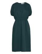 Puk Dress Cotton Linen Knelang Kjole Khaki Green Naja Lauf