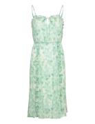 Recycled Chiffon Strap Dress Knelang Kjole Green Rosemunde