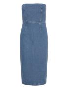 Vanda Denim Midi Dress Knelang Kjole Blue Bardot