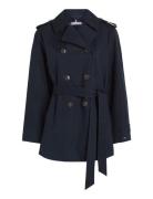 Cotton Short Trench Trench Coat Kåpe Navy Tommy Hilfiger
