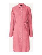 Isa Linen Shirt Dress Knelang Kjole Pink Lexington Clothing