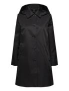 Hooded Cotton-Blend Balmacaan Coat Tynn Kåpe Black Lauren Ralph Lauren