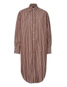 Os Striped Shirt Dress Knelang Kjole Brown GANT