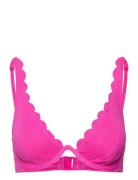 Scallop Lurex Cw Up Swimwear Bikinis Bikini Tops Wired Bikinitops Pink...