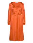 Vipetia L/S V-Neck Mid Calf Dress/Dc Knelang Kjole Orange Vila