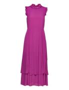 Midi Length Ruffle Dress Knelang Kjole Purple IVY OAK