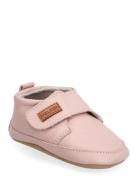 Leather Slippers With Velcro Tøfler Innesko Pink Melton