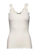 Organic Top W/ Lace Tops T-shirts & Tops Sleeveless White Rosemunde