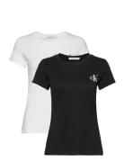 2-Pack Monogram Slim Tee Tops T-shirts & Tops Short-sleeved Black Calv...
