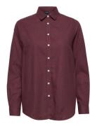 Isa Organic Cotton Light Flannel Shirt Tops Shirts Long-sleeved Burgun...