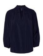 D2. Pop Over Blouse Tops Blouses Long-sleeved Navy GANT