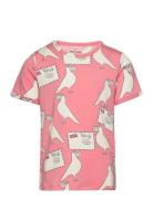 Pigeons Tencel Aop Ss Tee Tops T-shirts Short-sleeved Pink Mini Rodini