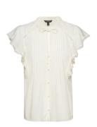 Drapey Poly Ggt-Top Tops Blouses Short-sleeved White Lauren Ralph Laur...