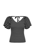 Onlleelo Stripe S/S Back V-Neck Knt Noos Tops T-shirts & Tops Short-sl...