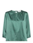 Silk Blouse Tops Blouses Long-sleeved Blue Rosemunde