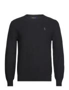 Textured Cotton Crewneck Sweater Tops Knitwear Round Necks Black Polo ...