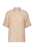Reign Linen Short Sleeve Shirt Tops Shirts Short-sleeved Beige Lexingt...