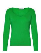 Knit With Heart Shape Neck Tops Knitwear Jumpers Green Coster Copenhag...