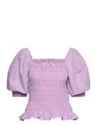 Rikka Top Tops Blouses Short-sleeved Purple A-View
